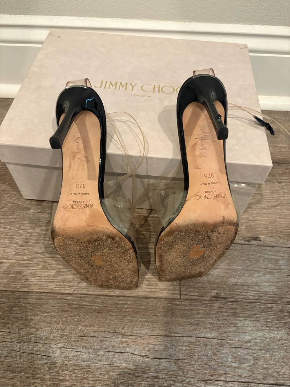 Jimmy Choo Black and Clear PVC Stiletto Sandals - Picture 4 of 7
